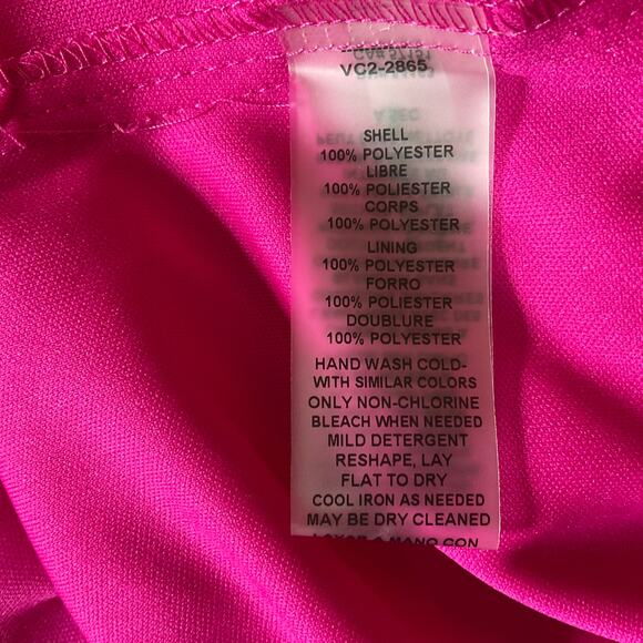 Vince Camuto Colorful Chiffon Cut Out Back Mini Shift Cocktail Dress Pink Size 4 - Picture 10 of 11